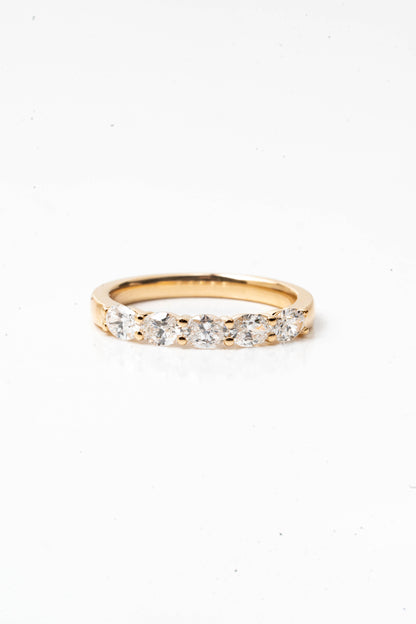 14k Yellow Gold 5-Stone Oval Created Diamond Wedding Band