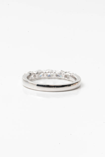 14k White Gold 5-Stone Oval Created Diamond Wedding Band