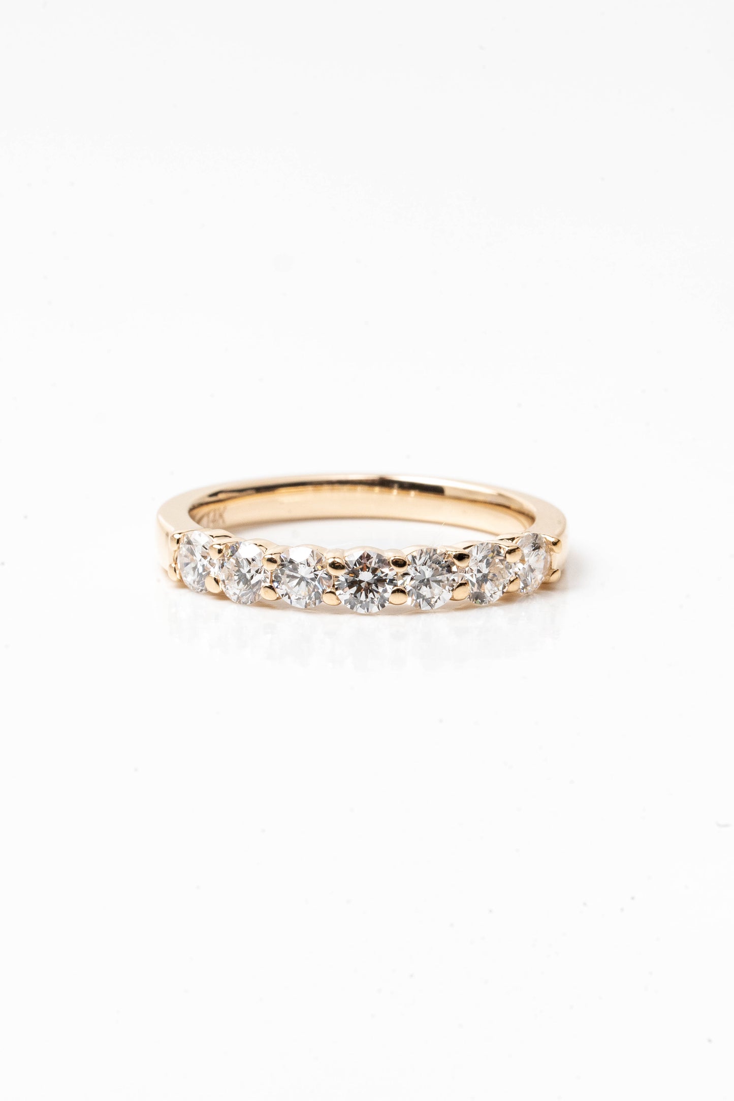 14k Yellow Gold 7-Stone Round Created Diamond Wedding Band