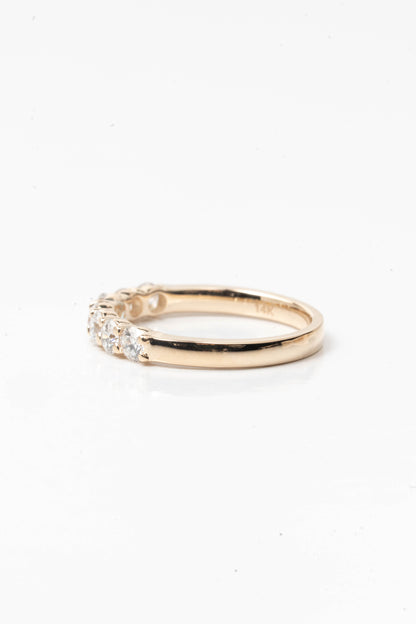 14k Yellow Gold 7-Stone Round Created Diamond Wedding Band