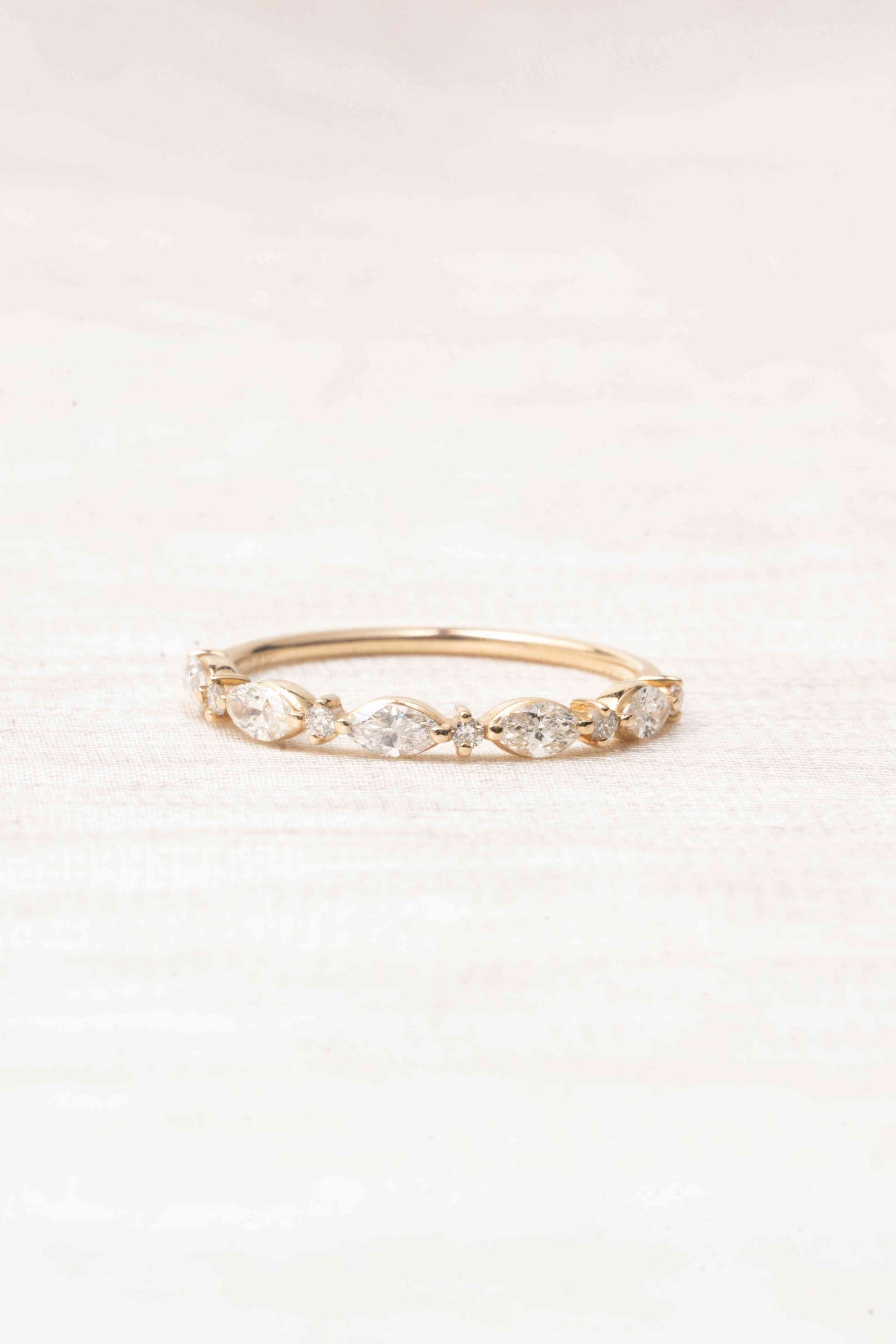 14k Five Marquise Natural Diamond Wedding Band