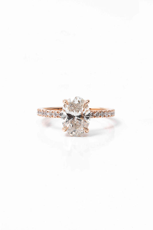 14k Rose Gold Signature Oval Created Diamond Engagement Ring