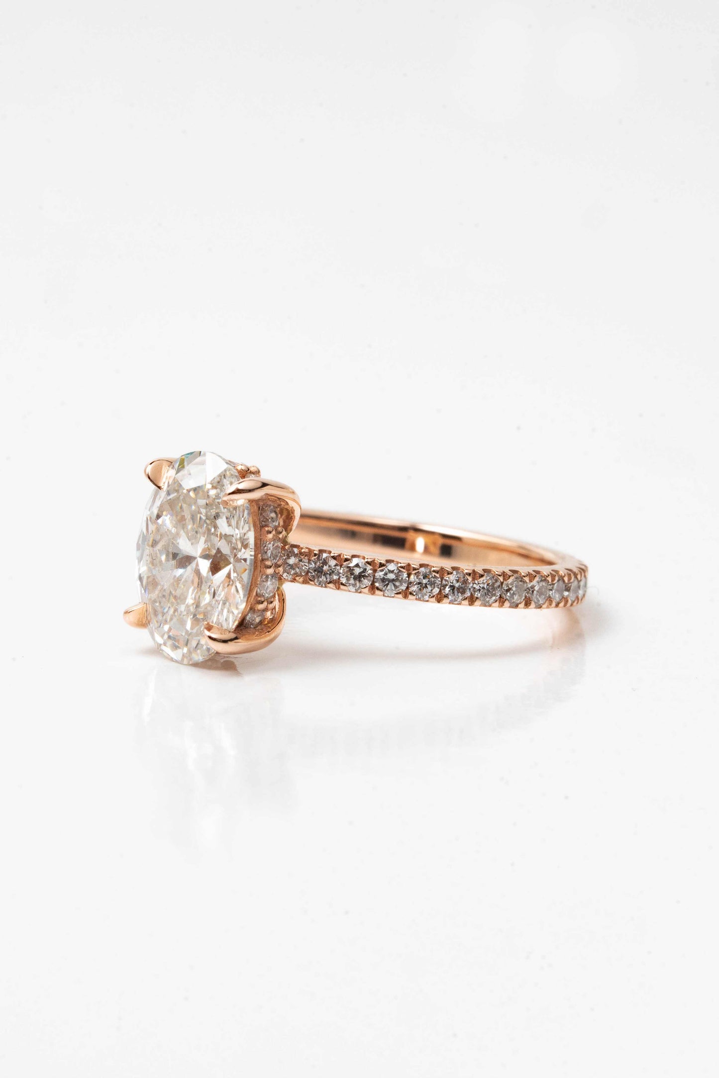 14k Rose Gold Signature Oval Created Diamond Engagement Ring