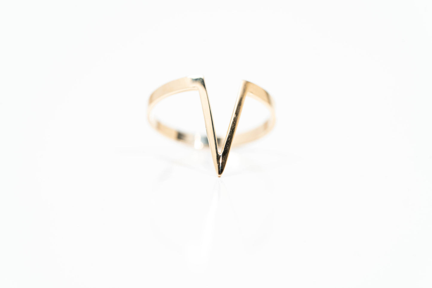 14k Yellow Gold Chevron V-Shape Minimalist Ring