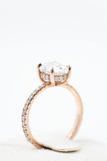 14k Rose Gold Signature Oval Created Diamond Engagement Ring