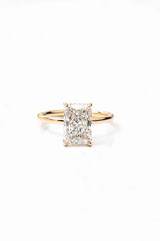 14k Yellow Gold Radiant Created Diamond Engagement Ring