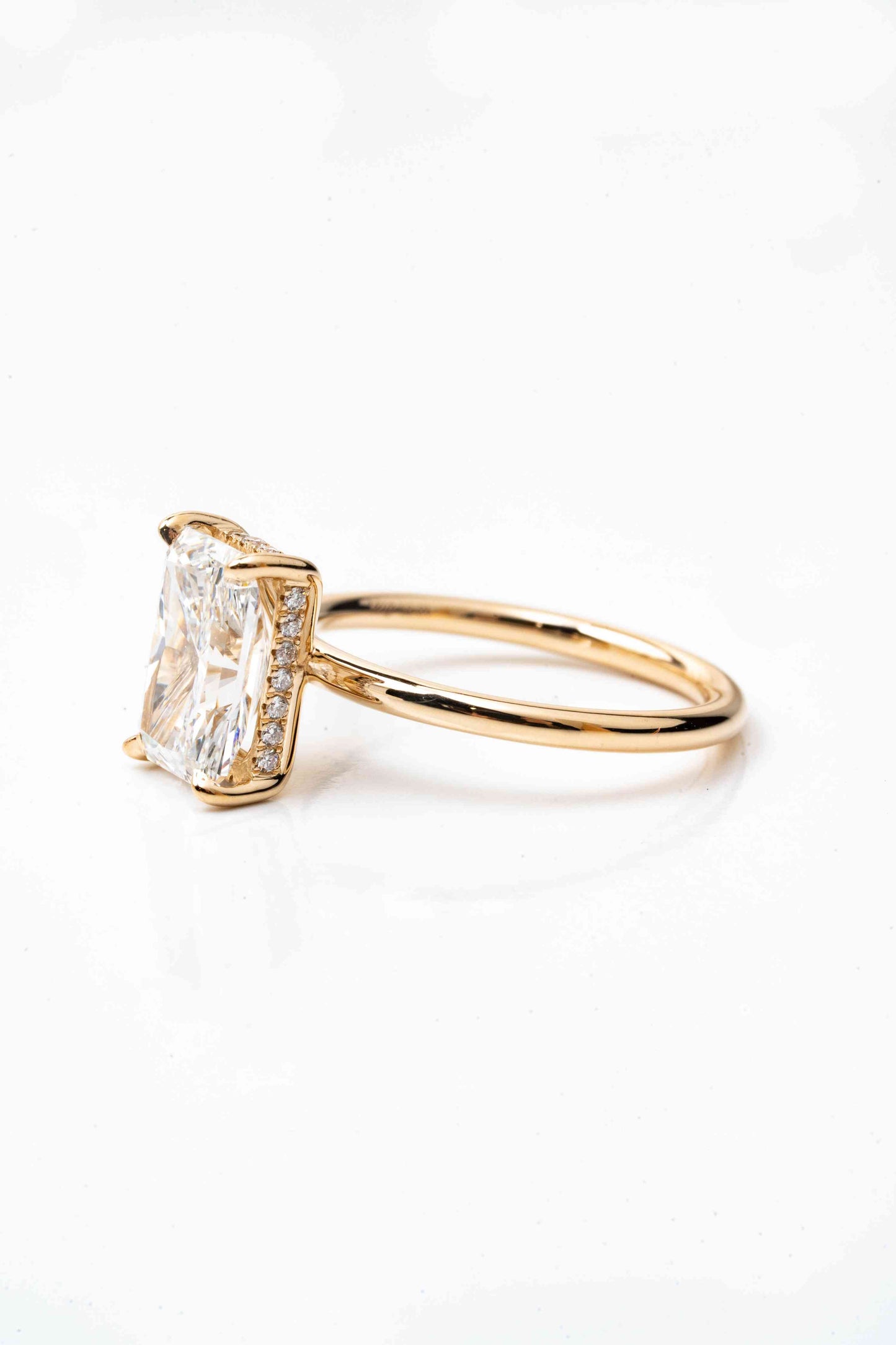 14k Yellow Gold Radiant Created Diamond Engagement Ring