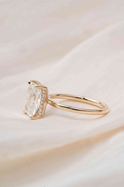 14k Yellow Gold Radiant Created Diamond Engagement Ring