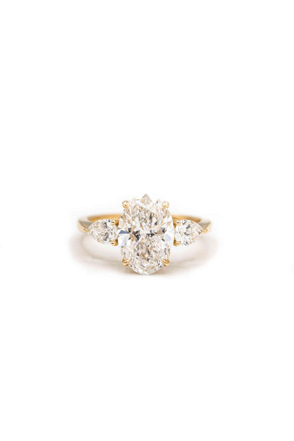 14k Yellow Gold Oval Created Diamond Engagement Ring