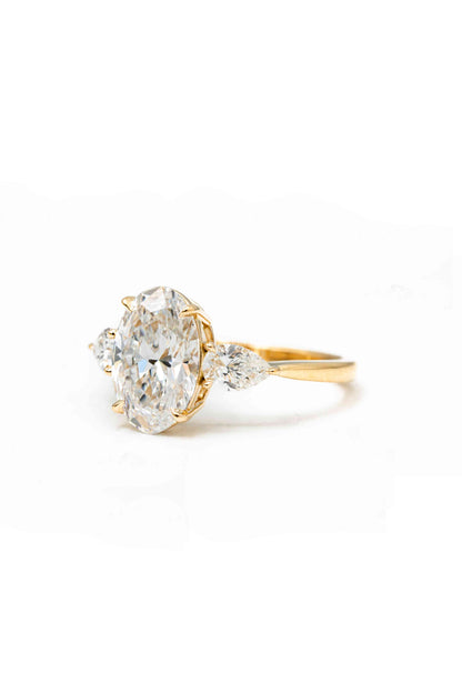 14k Yellow Gold Oval Created Diamond Engagement Ring